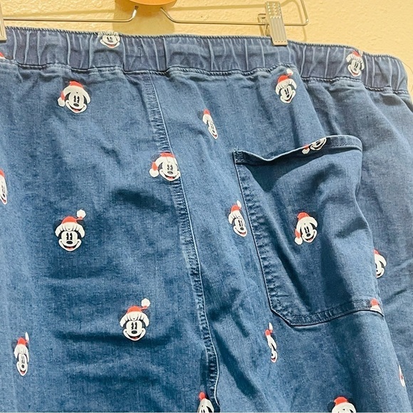 Disney Parks Mickey Mouse Christmas Print Jeans Joggers Pants Elastic 3X - Picture 5 of 8